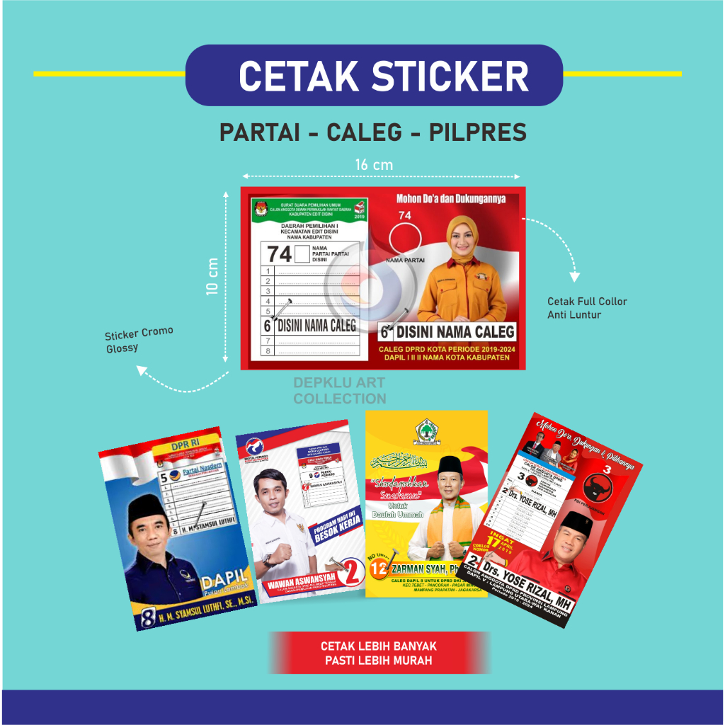 Cetak Stiker Caleg Partai Kampanye - Sticker Pemilu Pilpres