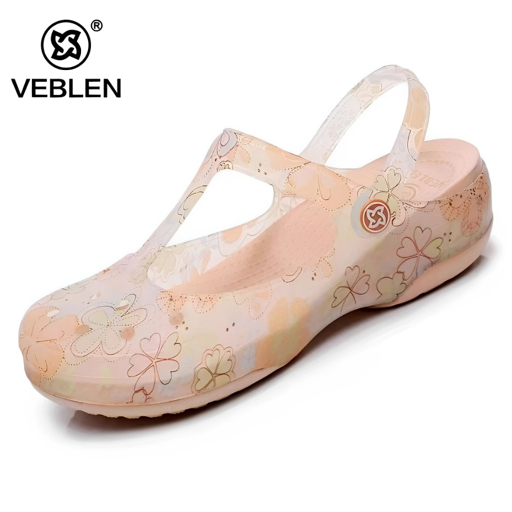 Sandal Fashion Wanita Veblen Maryjane Motif Bunga Besar Sandal Slip On Wanita Veblen Motif