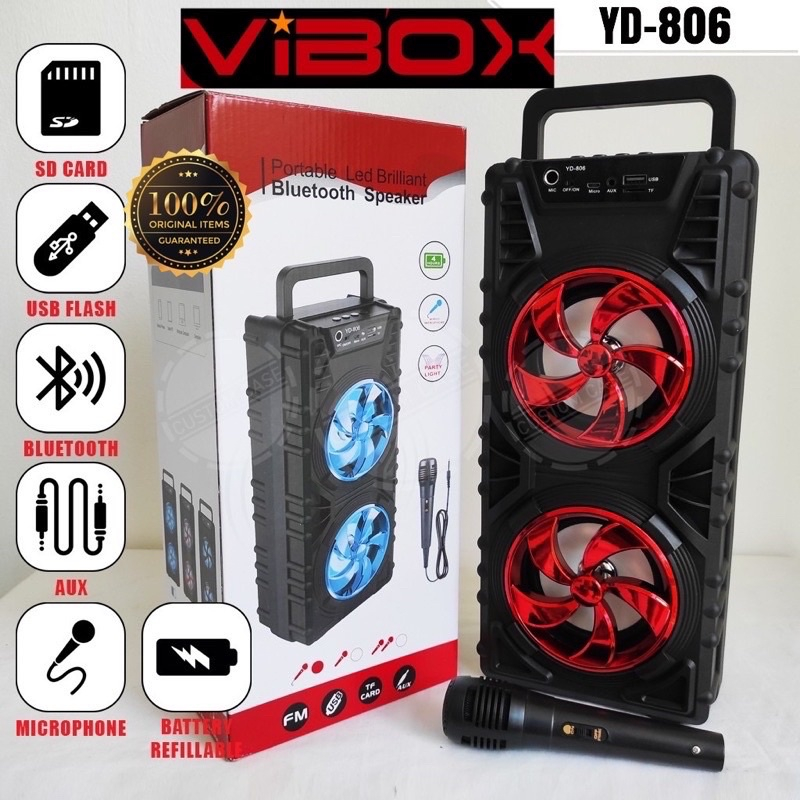 PROMO SPEAKER BLUETOOTH VIBOX YD806 NEW BONUS MIC KARAOKE BY SMOLL