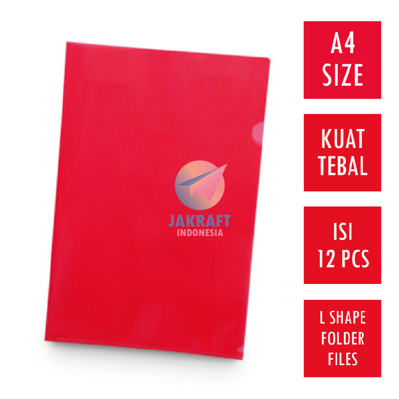 

(1 Pcs) Map L KNK Clear Sleeve A4 Merah Red File Folder Plastik Mika Transparan Tebal 0.14 mm