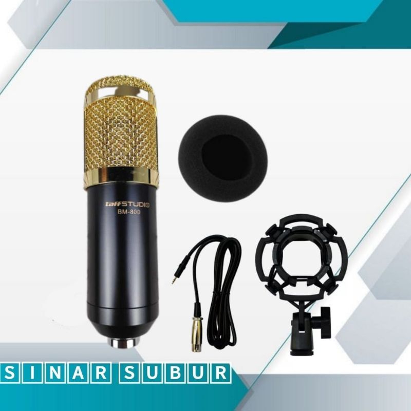 Paket Premium Mic BM800 Soundcard F999 Stand D6 Phone Holder Pop Filter