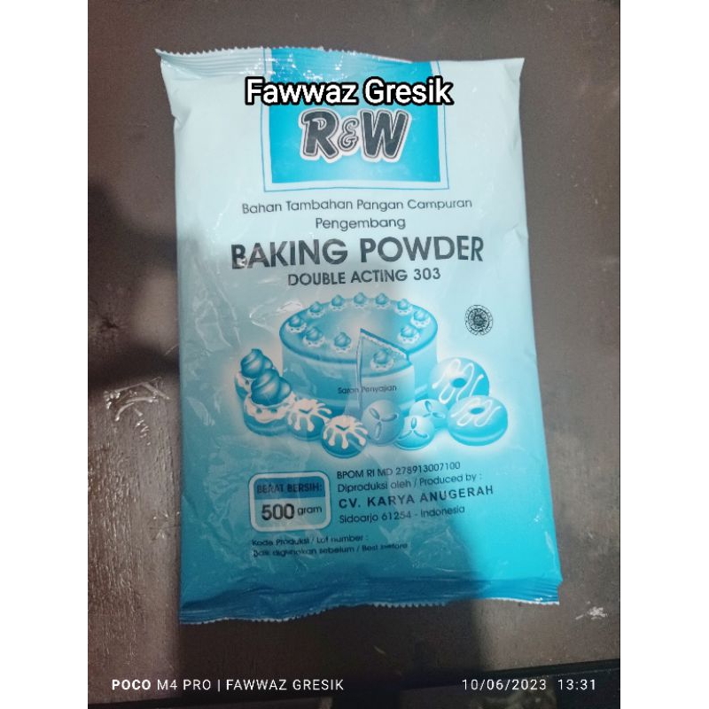 Baking powder RW bahan kue kemasan 500 gram Double Acting 303