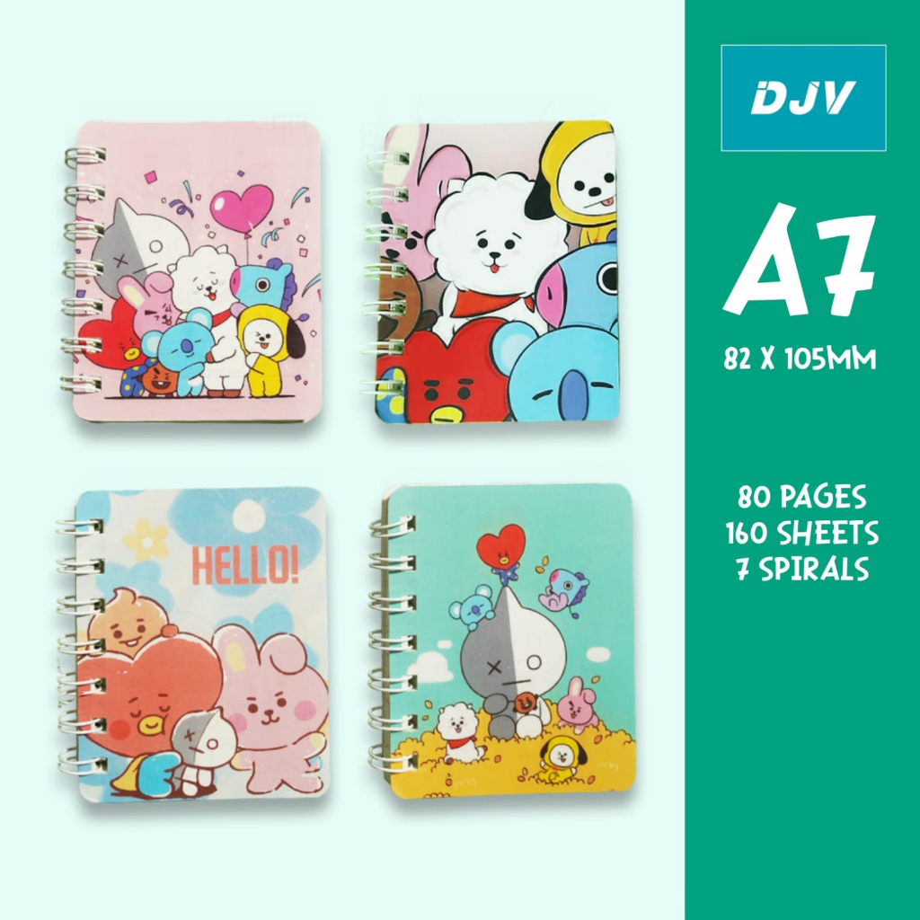 Note Book Ring Motif Buku Memo Kecil A7 Spiral isi 80 Lembar Notebook Mini