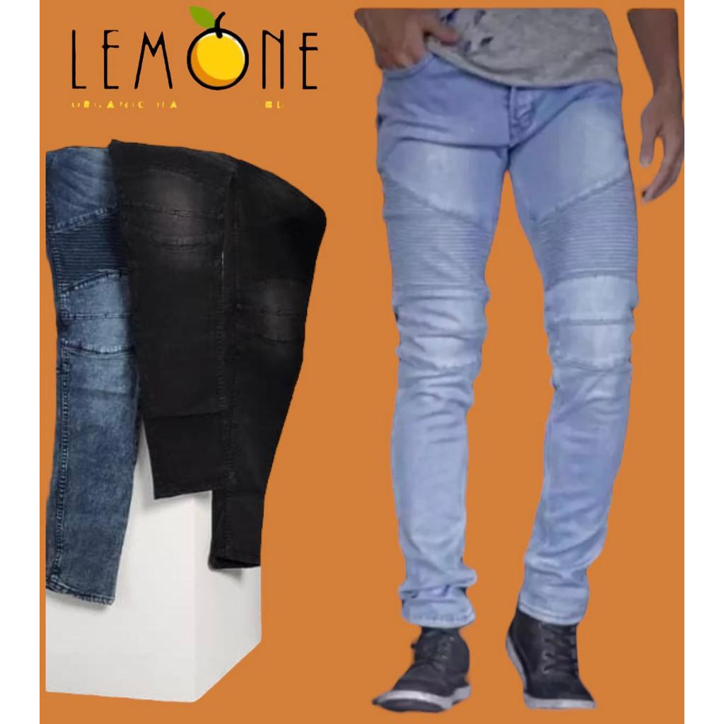 lemone jeans Celana Jeans Panjang Pria bikers Abu Abu / Celana Jeans Panjang Pria Dewasa / Celana Je