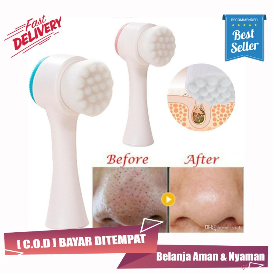 Face Cleansing Brush 2 in 1 Alat Cuci Wajah Silikon Sikat Wajah Facial Wajah Brush