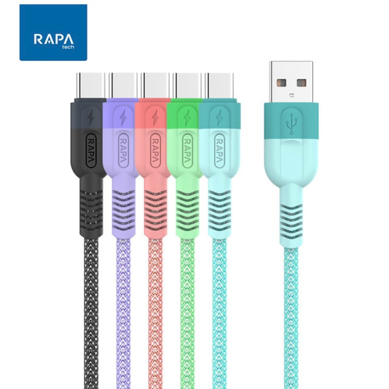 RAPAtech Kabel Data Type C Fast Charging 3A QC3.0 Nylon Braided Data Cable Usb Type C Super Speed