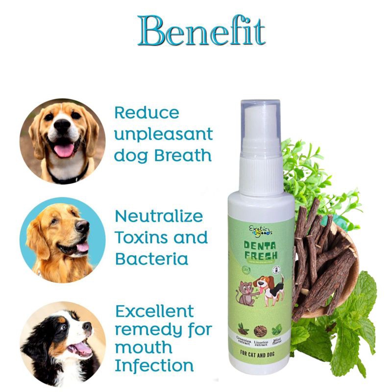 DENTA FRESH 60ml SPRAY PENGHILANG BAU MULUT ANJING KUCING DENTAL CARE PEMBERSIH MULUT KUCING PENGHARUM BAU MULUT ANJING MOUTH ODOR REMOVER SPRAY ANTI BAU MULUT KUCING SPRAY ANTI BAU ANJING PEWANGI MULUT ANJING