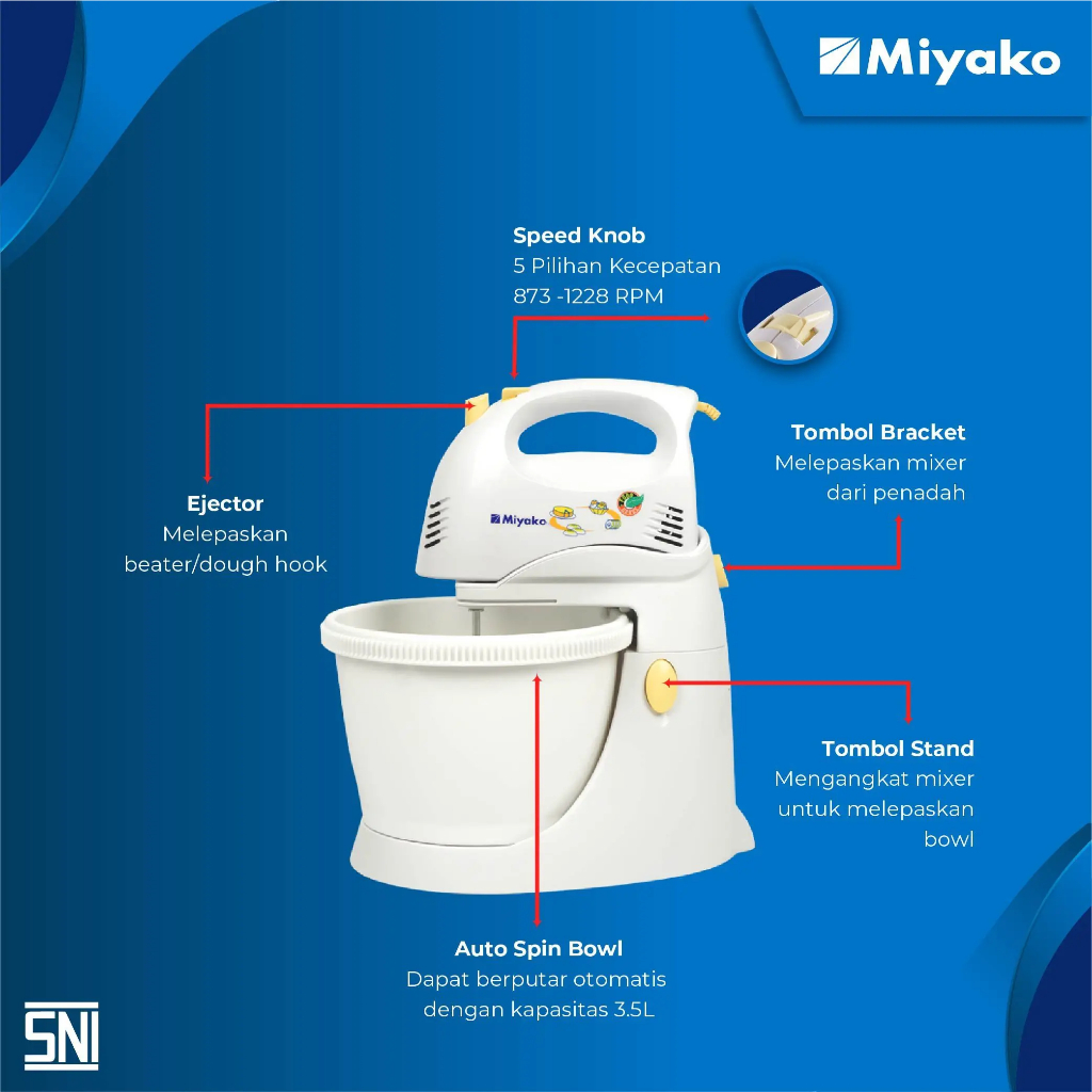 Stand Mixer miyako dengan mangkok putar SM-625