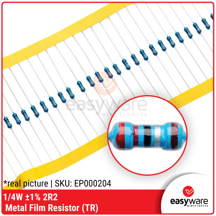 Resistor 2.2 Ohm 1/4W 1% Metal Film Resistor 2R2 Axial 0.25 Watt