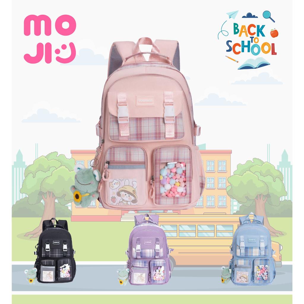 Tas Sekolah Cewek SMP Ala Korea Ransel Aesthetic Termurah / Tas Ransel Anak Perempuan SD Terbaru Import Korea Bahan Tebal / Tas Gendong Cewek Sekolah Remaja Dewasa 2022 Import Kekinian Korea Mini / Tas Sekolah Model Terbaru - HITAM