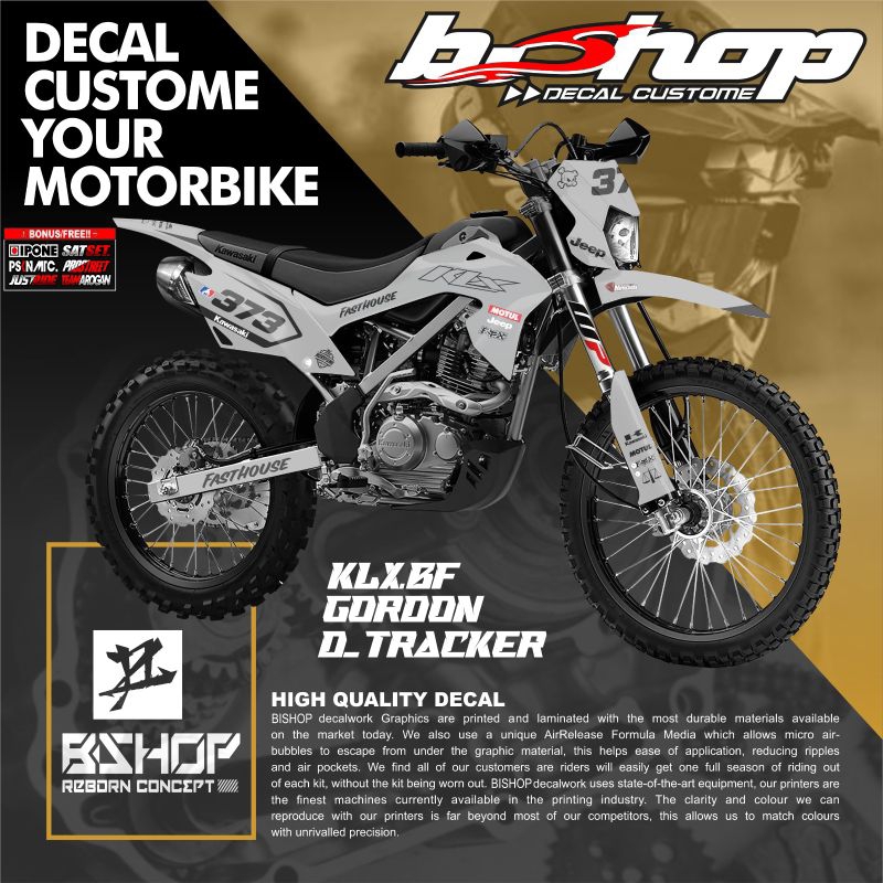 Stiker decal KLX bf gordon dtracker variasi fasthouse bisa costom bahan premium