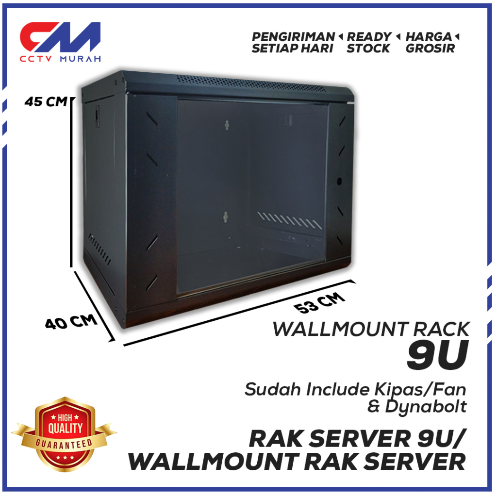 Wallmount Rack Server 9U/Rak Server Ukuran 9U Single Glass Door