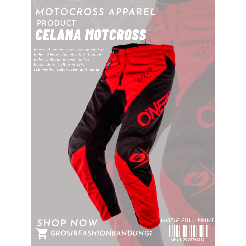 Jersey set motocross 0n3aL.Red | celana cross | jersey trail