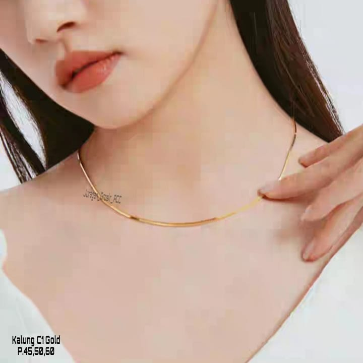 Kalung Titanium Gepeng tren Polos Anti Karat Anti Luntur
