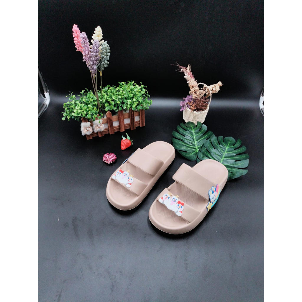 Sandal Slop Rumah Karet Motif Mixue Sandal Slip On Korean Style Sandal Santai Rumahan 9012-10