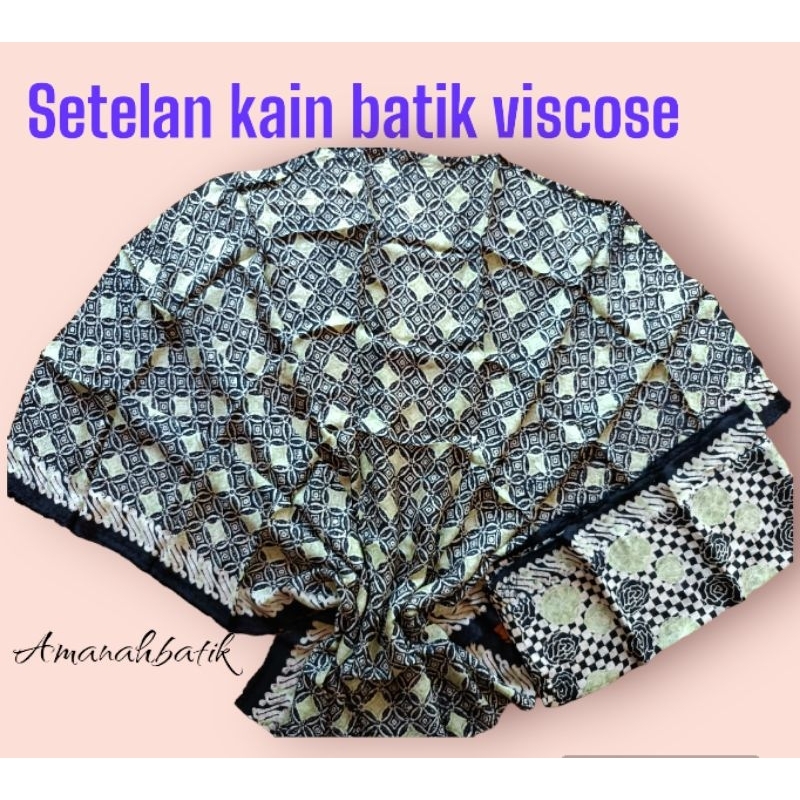 KAIN BATIK CIREBON TRUSMI VISCOSE SEMI SUTRA SETELAN LASEMAN