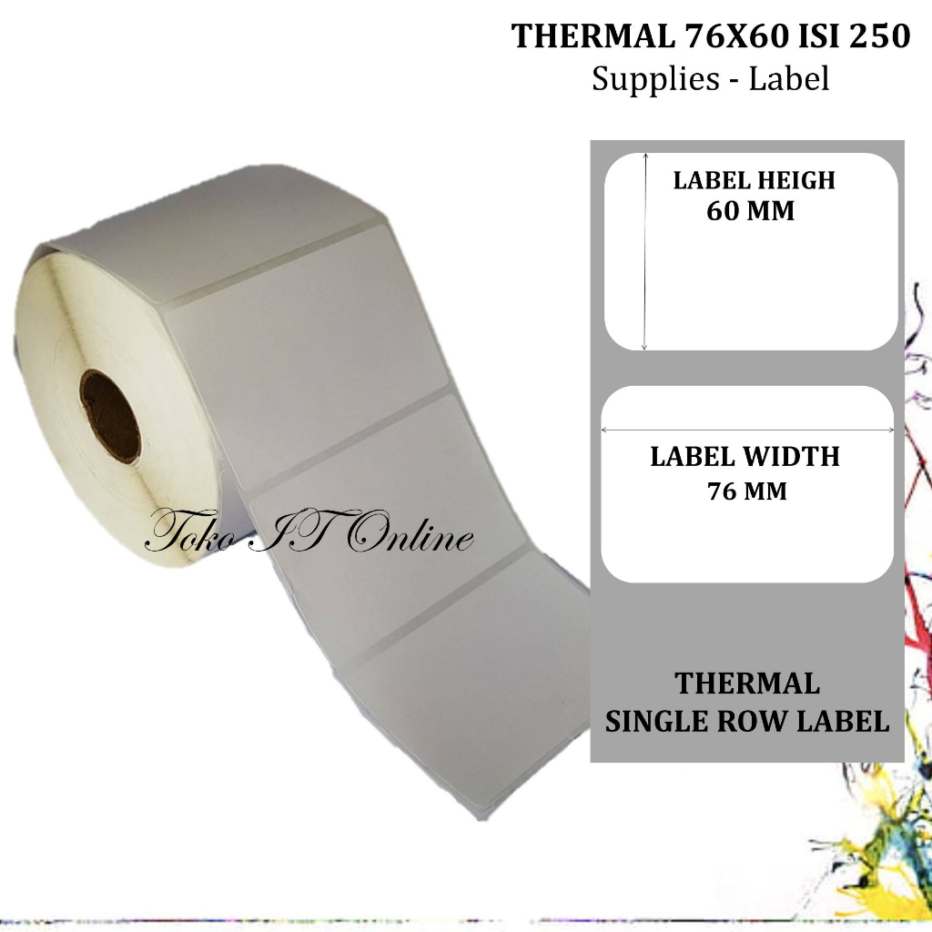 Label Thermal 76x60 isi 250 Stiker Thermal Resi Printer XP420B XP4601 DT642 DT540