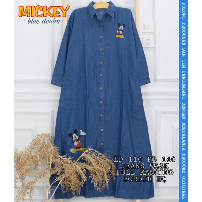 GAMIS MICKEY LONG BUTTON DRESS MAXI ORIGINAL JEANS / GAMIS MICKEY JUMBO JEANS KEKINIAN