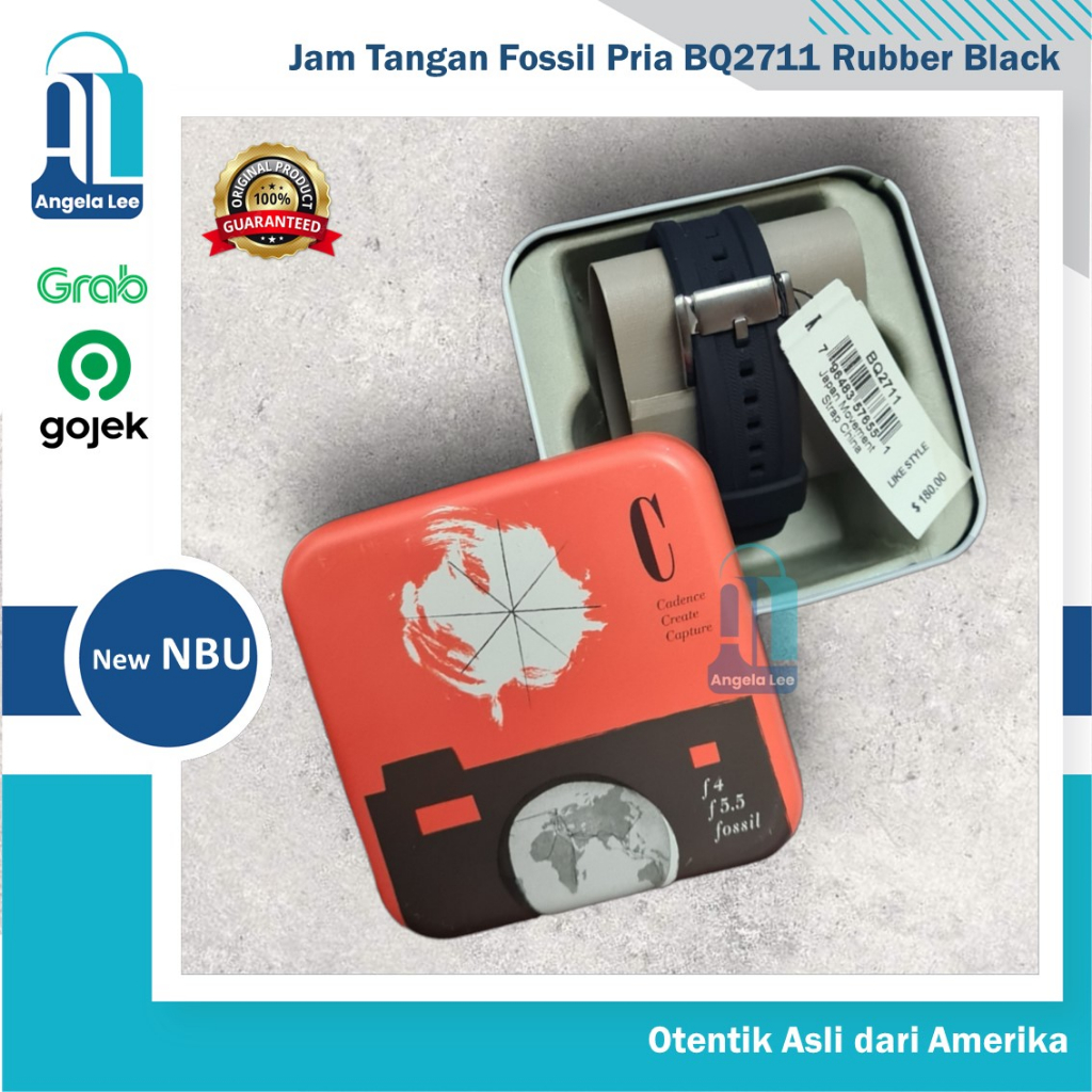 Jam Tangan Fossil BQ2711 Pria Original Otentik USA Rubber Black Authentic