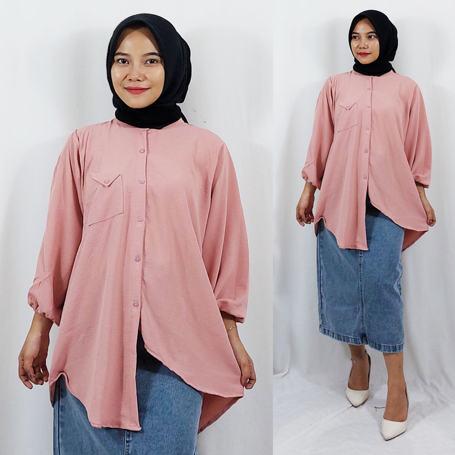 CARLINA BLOUSE TUNIK WANITA CRINKLE AIRFLOW ASYMETRIS FASHION