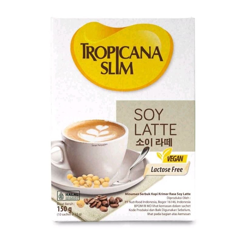 

Tropicana Slim Soy Latte 10 Sachet - Kopi Plant Based Bebas Gula