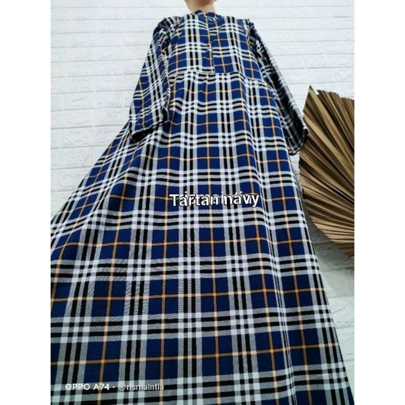 BEST SELLER GAMIS HYGET JUMBO MOTIF TARTAN NAGITA PUTIH TERBARU TERLARIS!!!