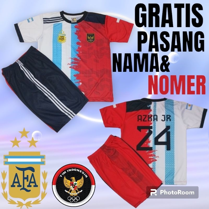 setelan Jersey FRIENDLY MATCH ARGENTINA VS INDONESIA/SETELAN BAJU BADMINTON ANAK/JERSEY BADMINTON ANAK