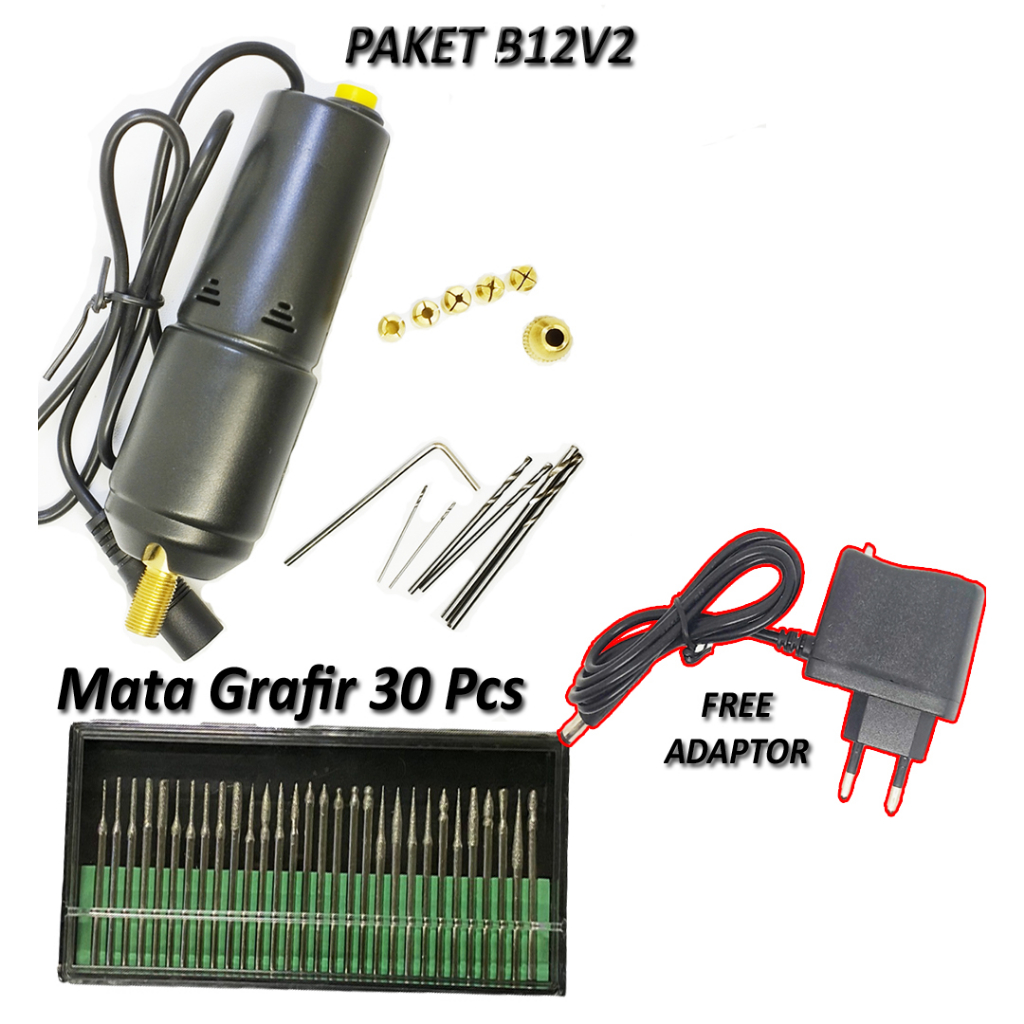 Bor Mini 12V DC Mini Drill PCB Electric Engraver Grinder Gerinda Electrik Listrik Alat Ukir Kayu Amplas Alat Pemotong