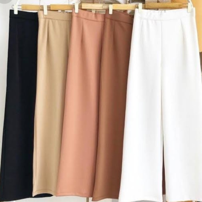 Celana Kulot Highwaist Wanita Kekinian Ala Korea Basic HW Pinggang Karet Clana Culotte Panjang Premium Long Cullote Scuba Premium