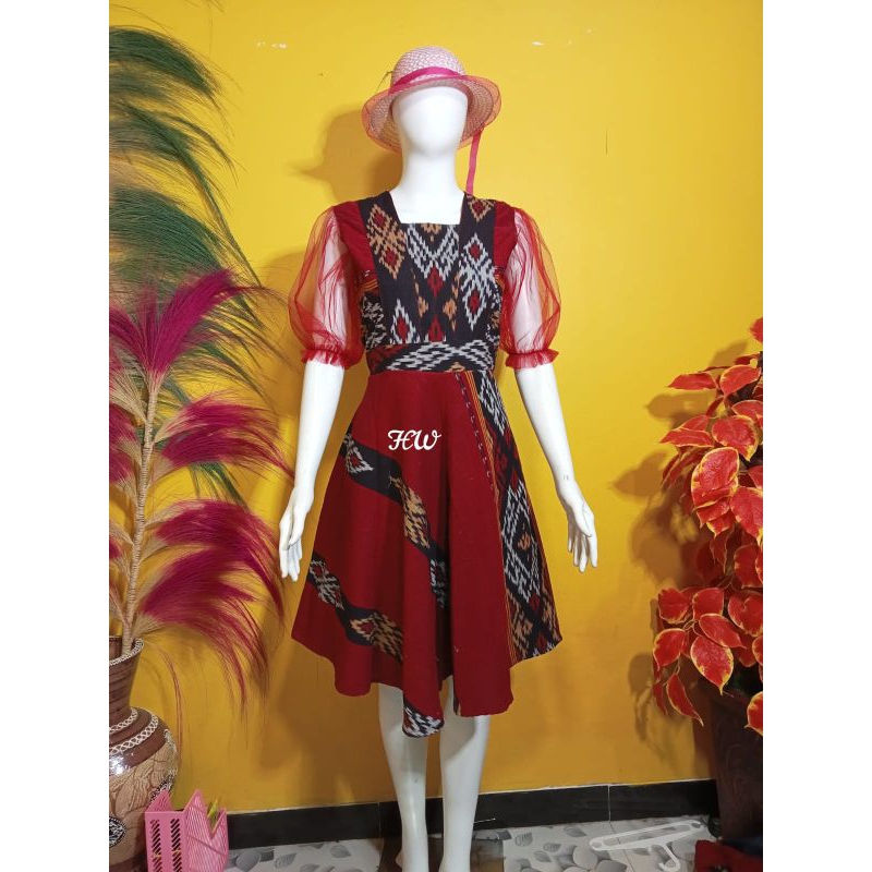 DRESS TENUN KOMBINASI TILE