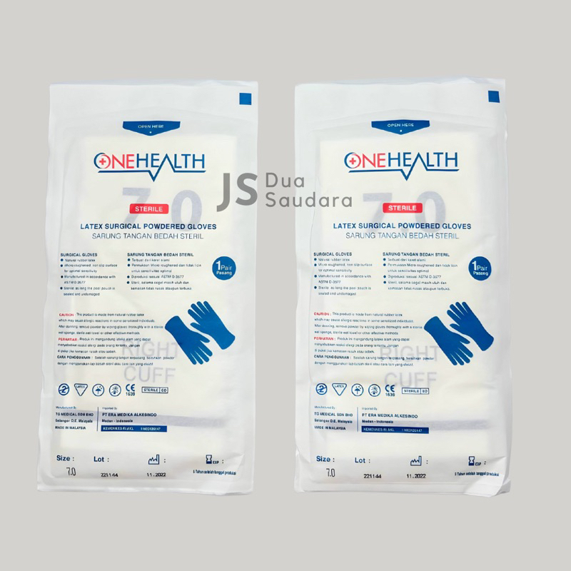 Sarung Tangan Steril bedak / powdere ssize 7.0 (M) / steril powdered gloves / Handskun l Latex Surgical Powdered Gloves l Handscoon latex size 7.0