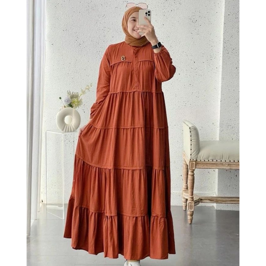 Gamis simple INARA polos bahan crinkle Busui gamis OOTD terbaru 2023