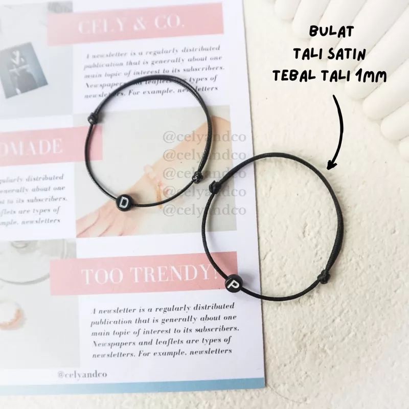 Gelang inisial A-Z/gelang inisial manik bulat/gelang initial/gelang inisial huruf
