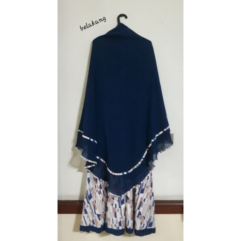 Pakaian wanita murah( preloved ) baju muslimah gamis set syari navy