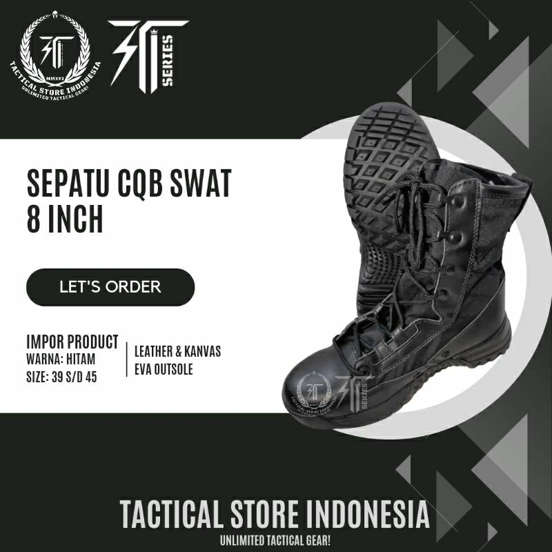 Sepatu PDL Tactical CQB Swat (Original/Asli) IMPOR - FULL BLACK / HITAM