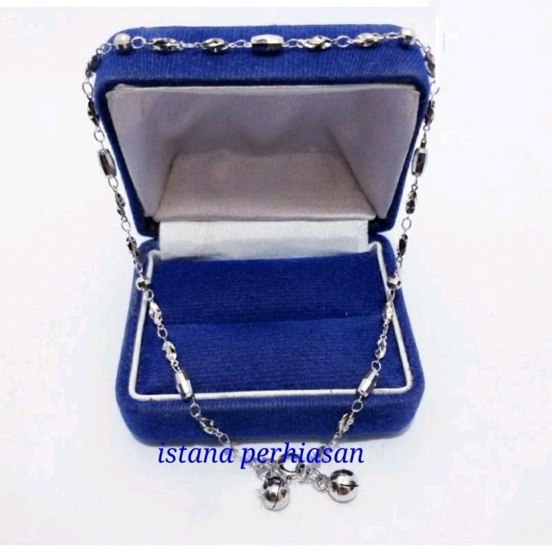 GELANG KAKI PERAK SILVER ASLI 925 LAPIS EMAS PUTIH - GELANG BIJI LADA STICK LILIT PERAK ASLI -GK284