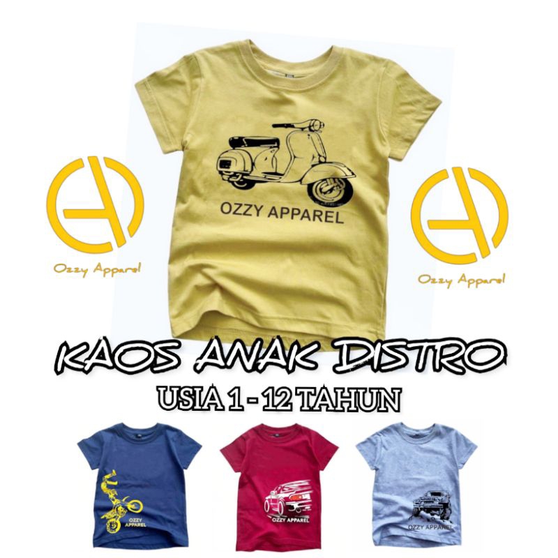 Kaos Anak Laki Laki , Kaos Anak Distro Paket Hemat 50 Ribu dapat 4 kaos Anak Usia 1 - 12 Tahun Bahan Katun Combet Original Ozzy Apparel