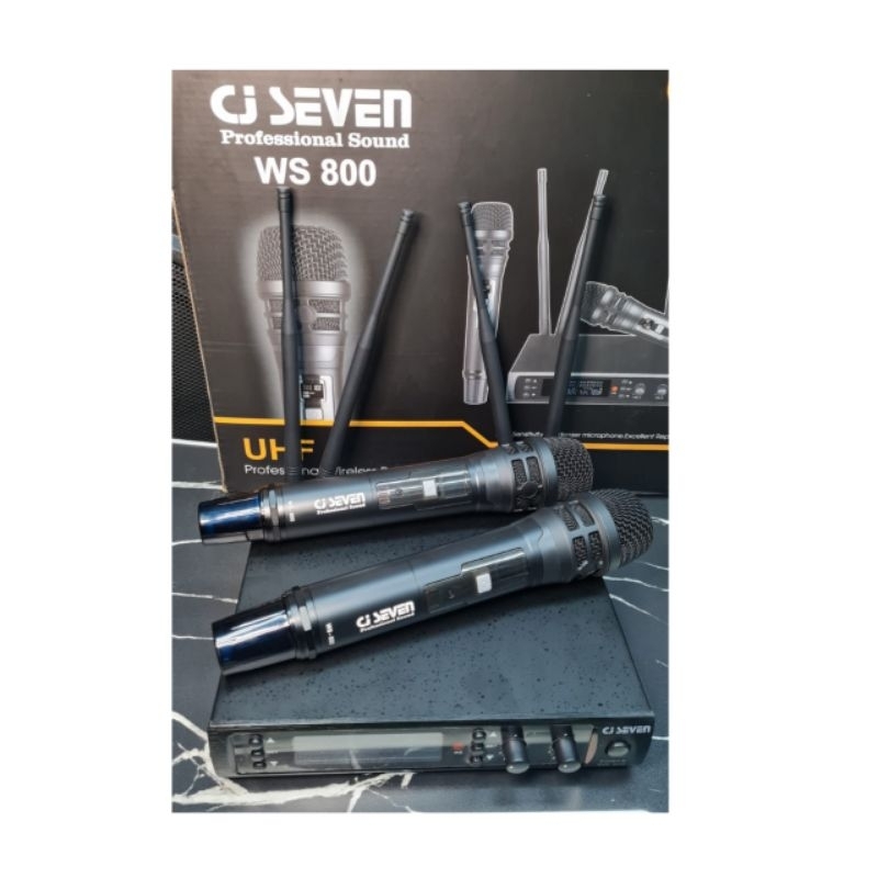 mic wireless Cj Seven WS-800, mic wireless 2 handle 4 antena UHF, garansi.