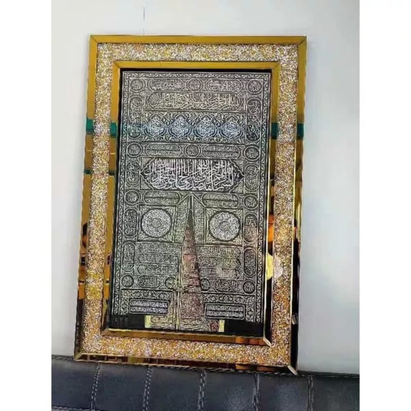 Pintu Kabah Kaligrafi Frame Diamond Luxury Ukuran 120cm x 80cm Hiasan Dinding Islami