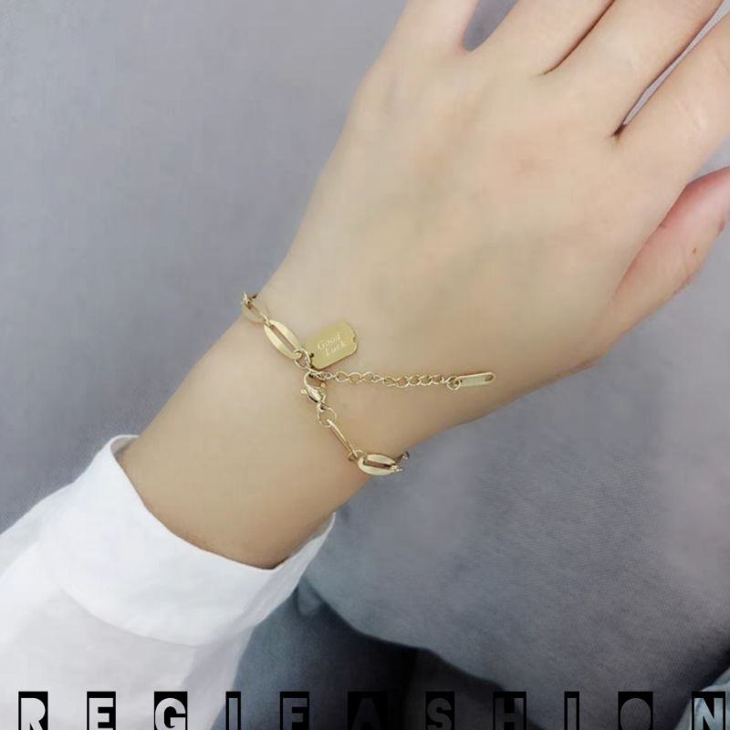 { COD } Gelang Rantai Titanium Good Luck Gelang Wanita Korea Kekinian Anti Karat Tidak Luntur