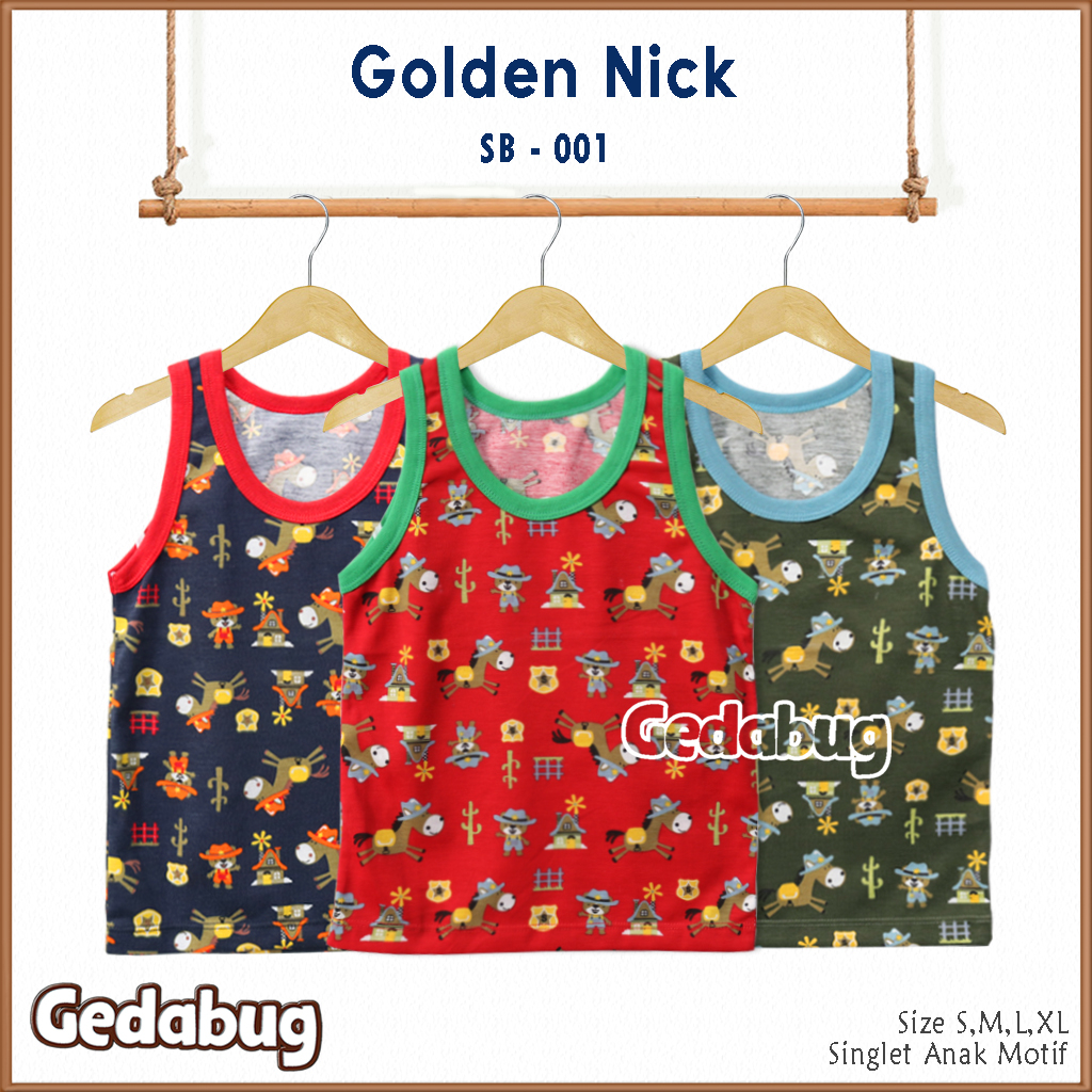 3 Pcs - Singlet Agree Kids  SB - 001 Coboy | Singlet anak motif Lucu dan Berkualitas | Gedabug