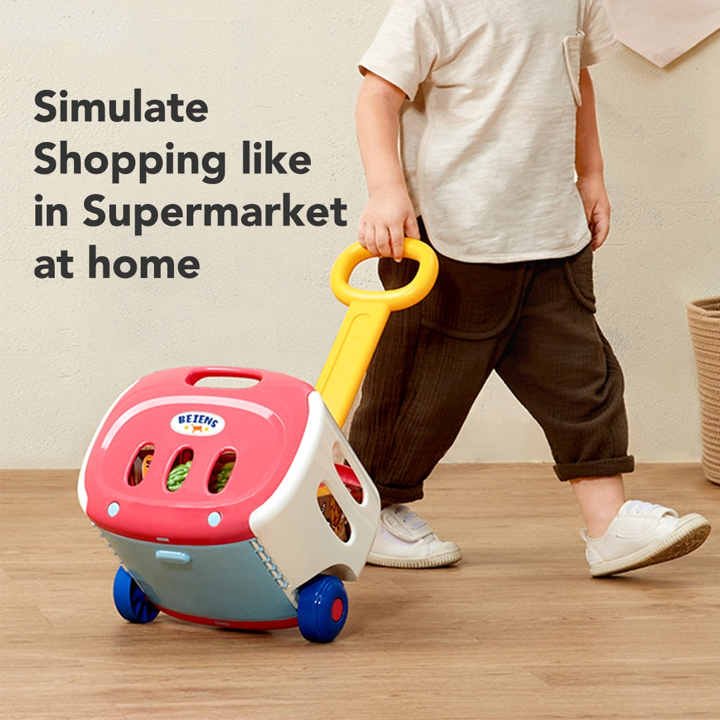 Sakumini X Beiens Shopping Trolley Cart Toy Mainan Troli Belanja Anak