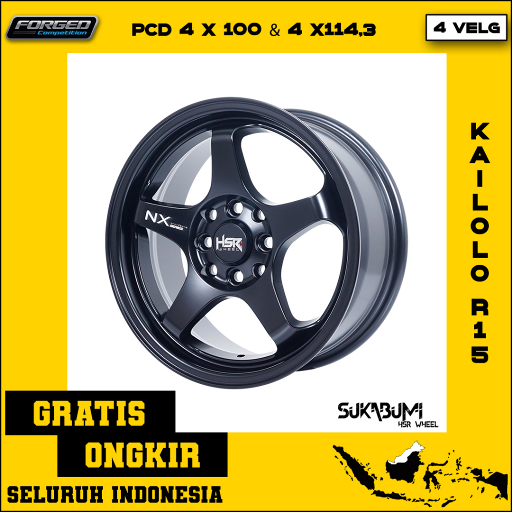 Velg Mobil Model Palang 5 Ring 15 Warna Hitam Dop Bisa Untuk Nissan Cefiro, Evalia, Grand Livina, La