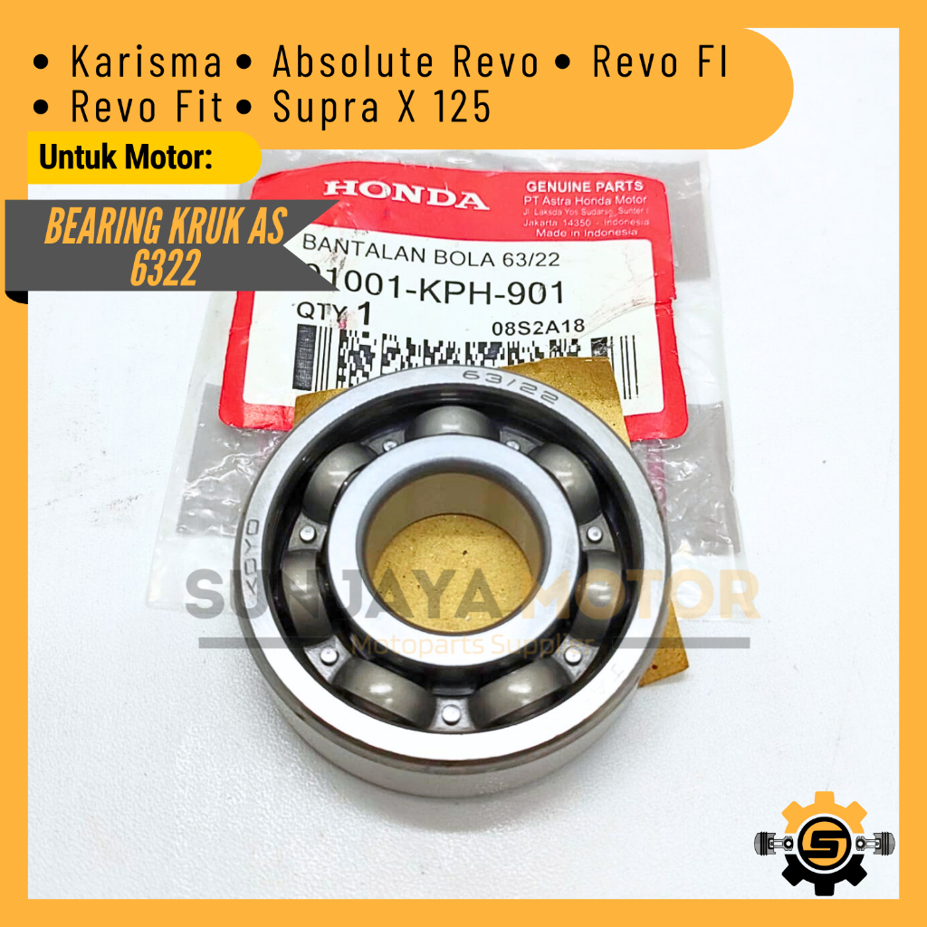 Bearing Laher Kruk As 63/22 Klaher Lahar Original Honda Supra X 125 Revo X FI Karisma Absolute Revo 