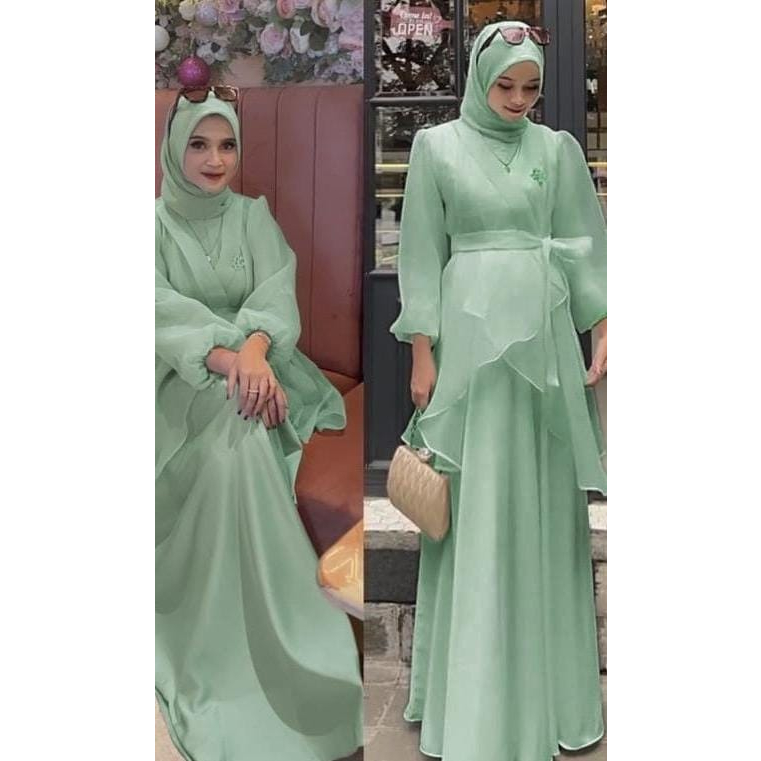 O2 Fashion / Maxi organza / gamis muslim model terbaru