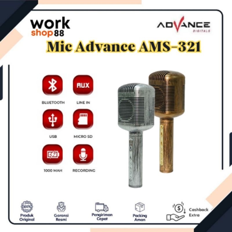 Micrphone Advance AMS-321 Speaker Mic Bluetooth Extra Bass.