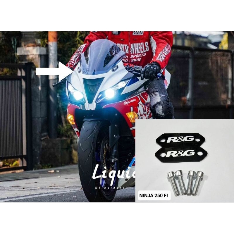 Mirror blank penutup lubang spion ninja 250 fi lama bahan akrilik harga sepasang kiri kanan plus baut 4 pcs pnp