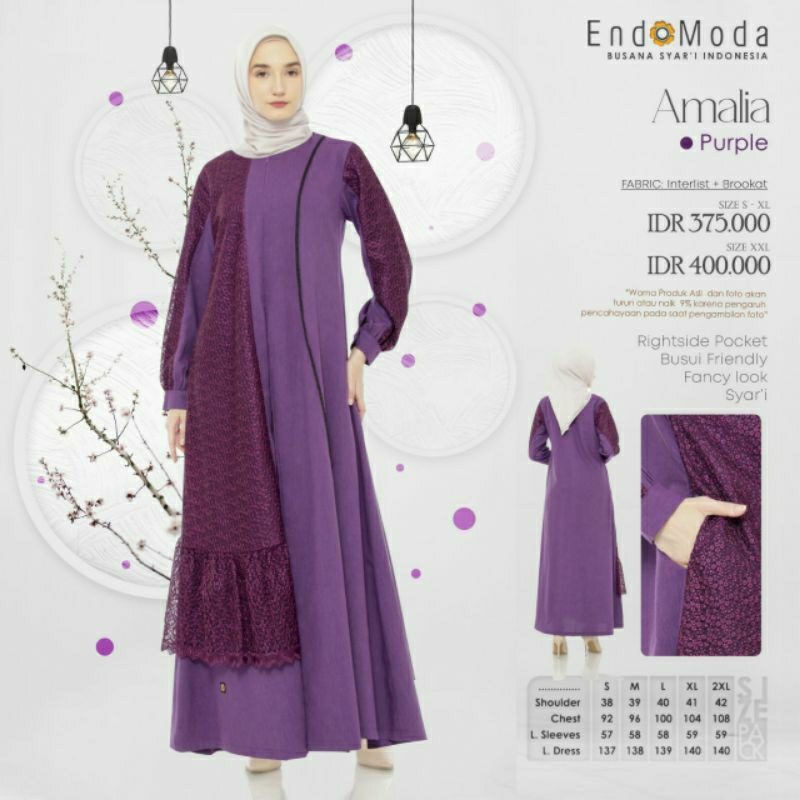 Gamis Endomoda Amalia ( Lavender, Green, Purple )