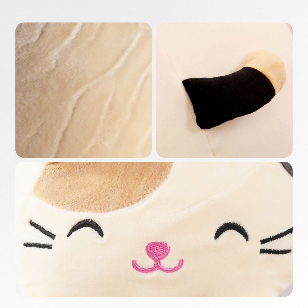 Boneka Bantal Karakter Kucing Lucu Plush Stuffed Toy - ZN91 - Cream
