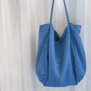 Tote Bag Canvas Motif Besar Kanvas Tote Tas Wanita Kapasitas Besar Belanja Sederhana Bahu Tas Warna Solid Tas Dapat Digunakan Kembali Designer Tote